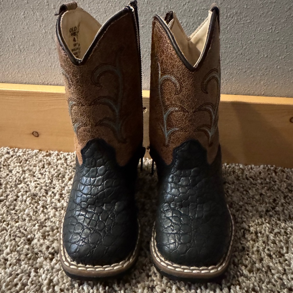 Old West Kids' Black and Brown Cowboy Boots